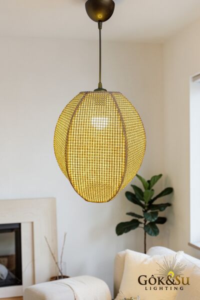 Rattan Naturel Form Terra Hasır Sarkıt Avize