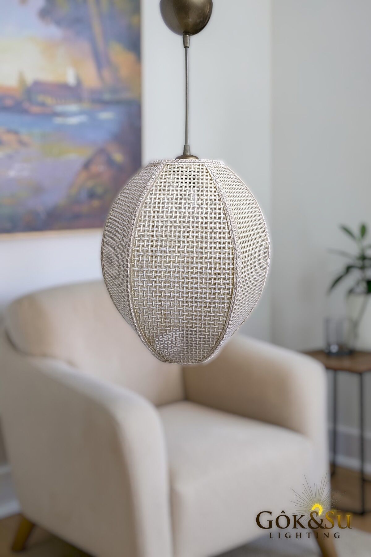 Rattan Naturel Form Terra Hasır Sarkıt Avize