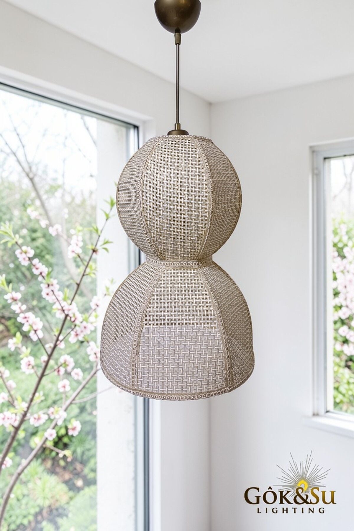 Rattan Naturel Form Snowmen Hasır Sarkıt Avize