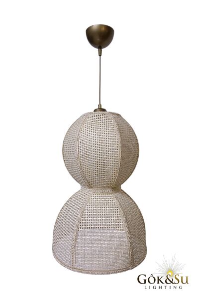 Rattan Naturel Form Snowmen Hasır Sarkıt Avize