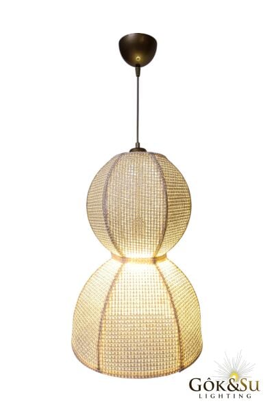 Rattan Naturel Form Snowmen Hasır Sarkıt Avize